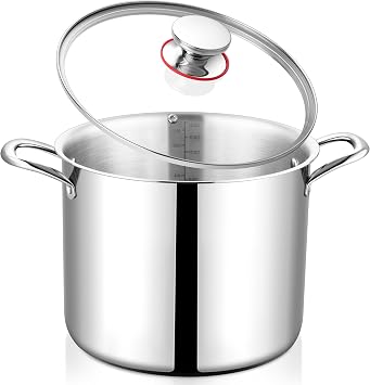 12QT Large Stainless Steel Stock Pot with Lid, Onader Tri-ply Cooking Soup Stockpot