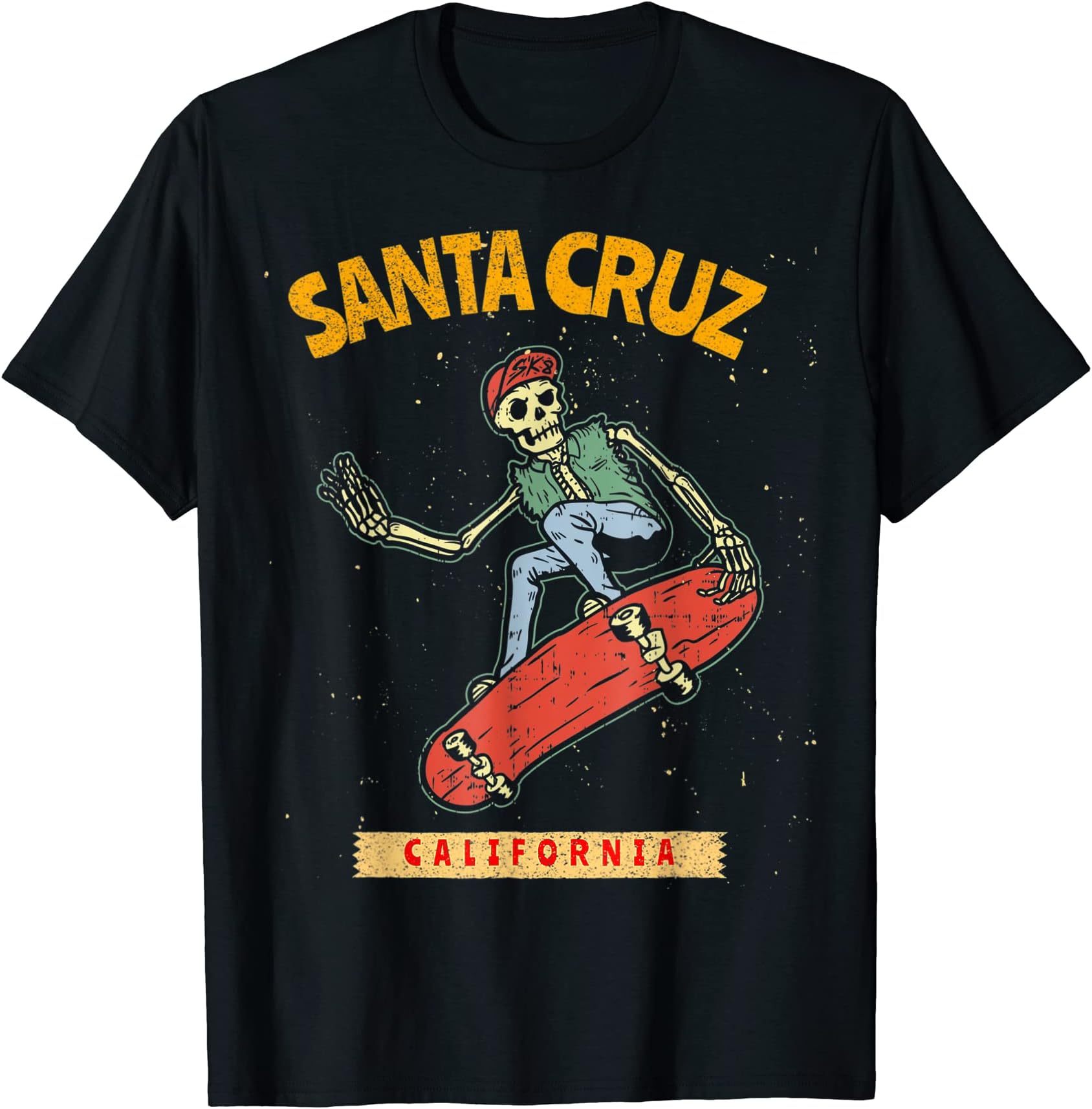Skeleton Skateboard Skateboarding Santa Cruz California T-ShirtOEKO-TEX STANDARD 100