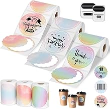 HuiJuKeJi 3 Rolls Thermal Round Label Paper,1.96 "x1.96 Gradient Label Maker Sticker for Phomemo M220/M200/M221/M110 Printer,Multi-Purpose Self-Adhesive Waterproof Labels for Barcode,DIY,Logo,Thanks