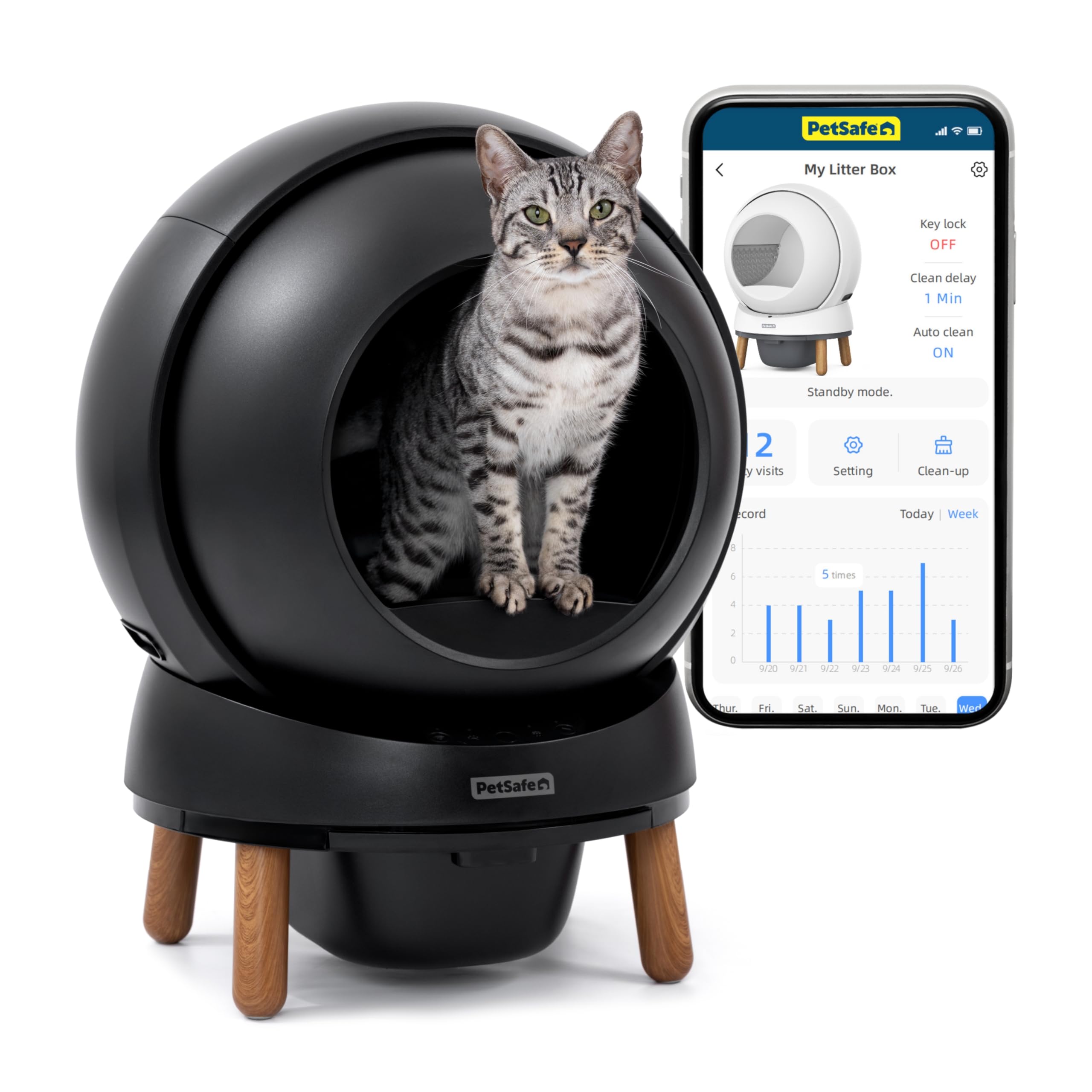 PetSafe ScoopFree SmartSpin Self-Cleaning Litter Box – Advanced Odour Control – App Controlled with Health Monitoring – Works with Any Litter – Up to 2 Weeks of Hands-Free Cleaning