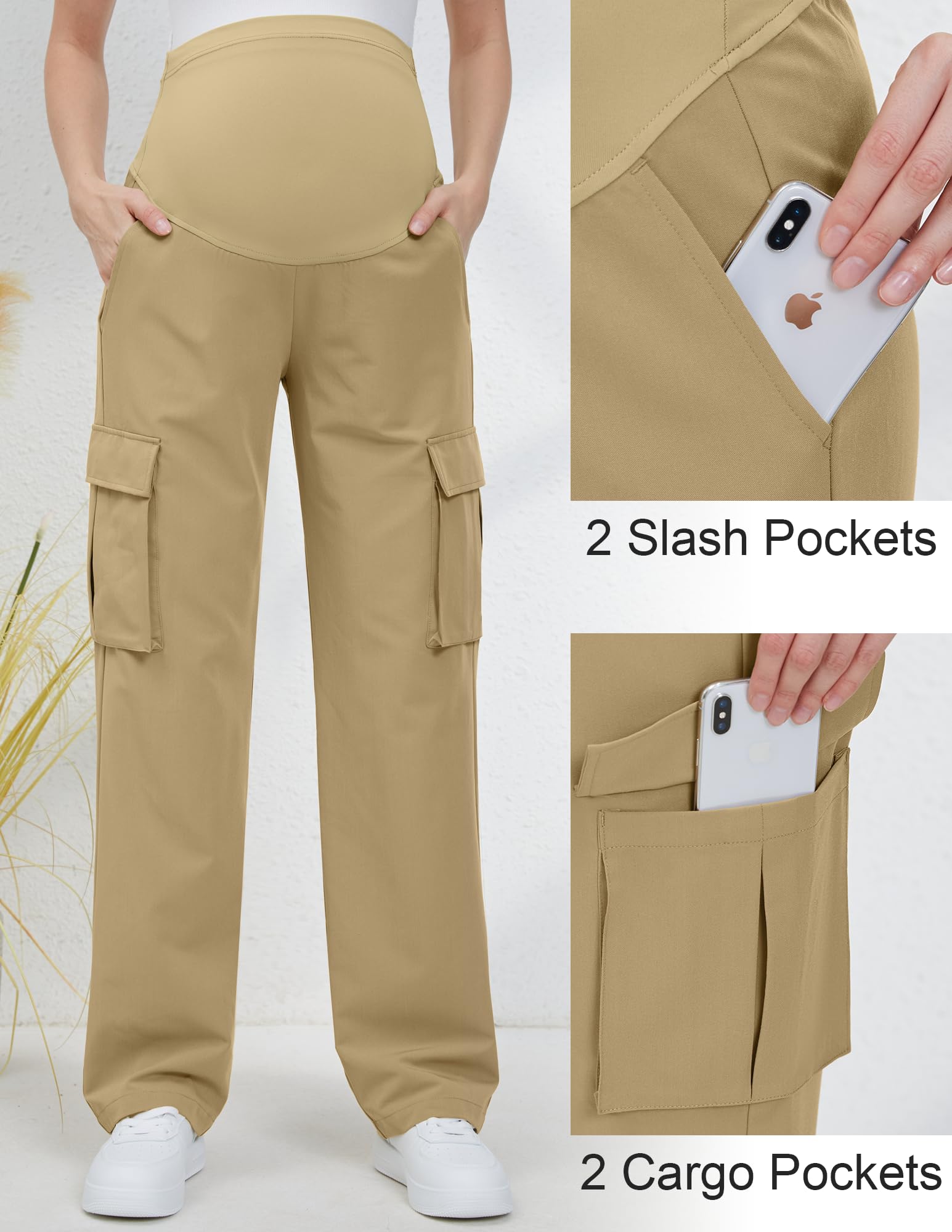 GLAMIX Damen-Cargohose mit vier Taschen über dem Bauch, Scrub-Hose, Schwangerschaftskleidung