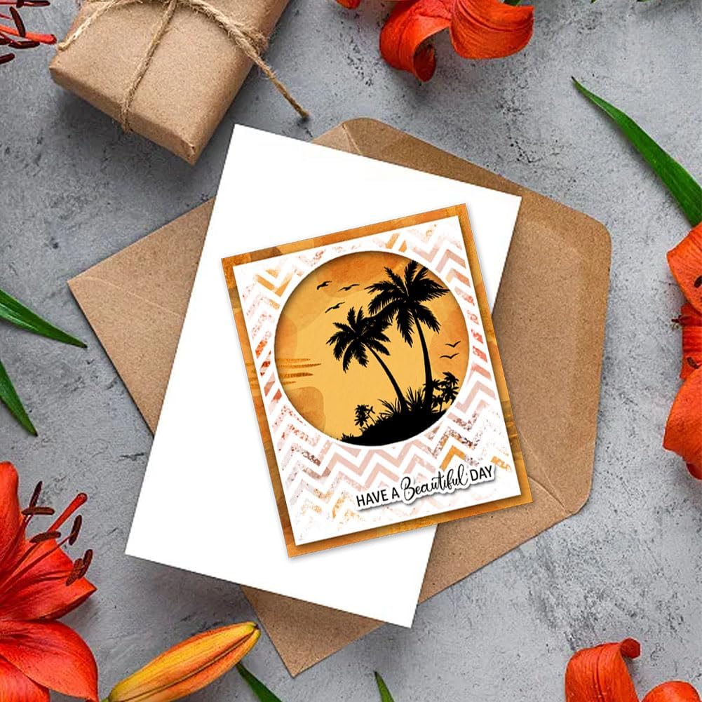 GLOBLELAND Landscape Silhouette Clear Stamps for Cards Making Wild Animals Scenery Silicone Stamp House Border Transparent Stamps for DIY Scrapbooking Photo Album Journal Home Decoration