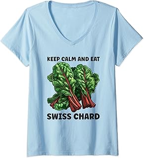 Womens Swiss Chard Vegetable Keep Calm And Eat Leafy Greens V-Neck T-Shirt