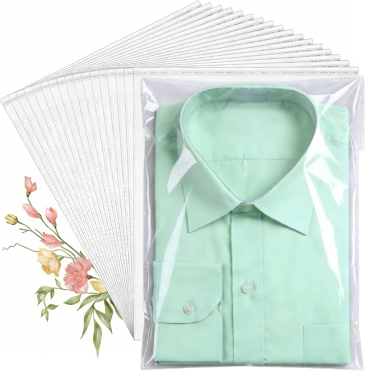 MtnLaur A4 Cellophane Bags, Clear Self-adhesive Bag A4 100 Pack, Self Sealing OPP Gift Bags, Cellophane Display Bags, Sealable Packaging Bag for Clothes, Cards, Pictures, Sweets, Treats & Packaging