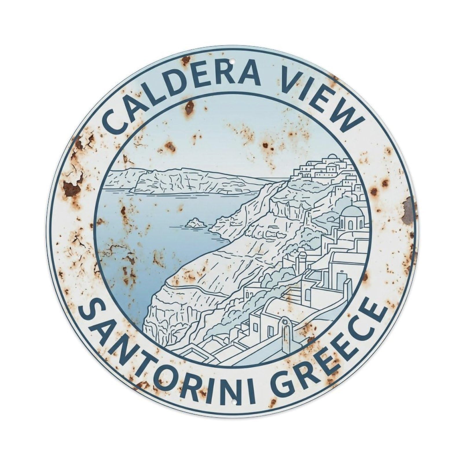 Vintage Travel Caldera Santorini View 2 Metal Tin Sign