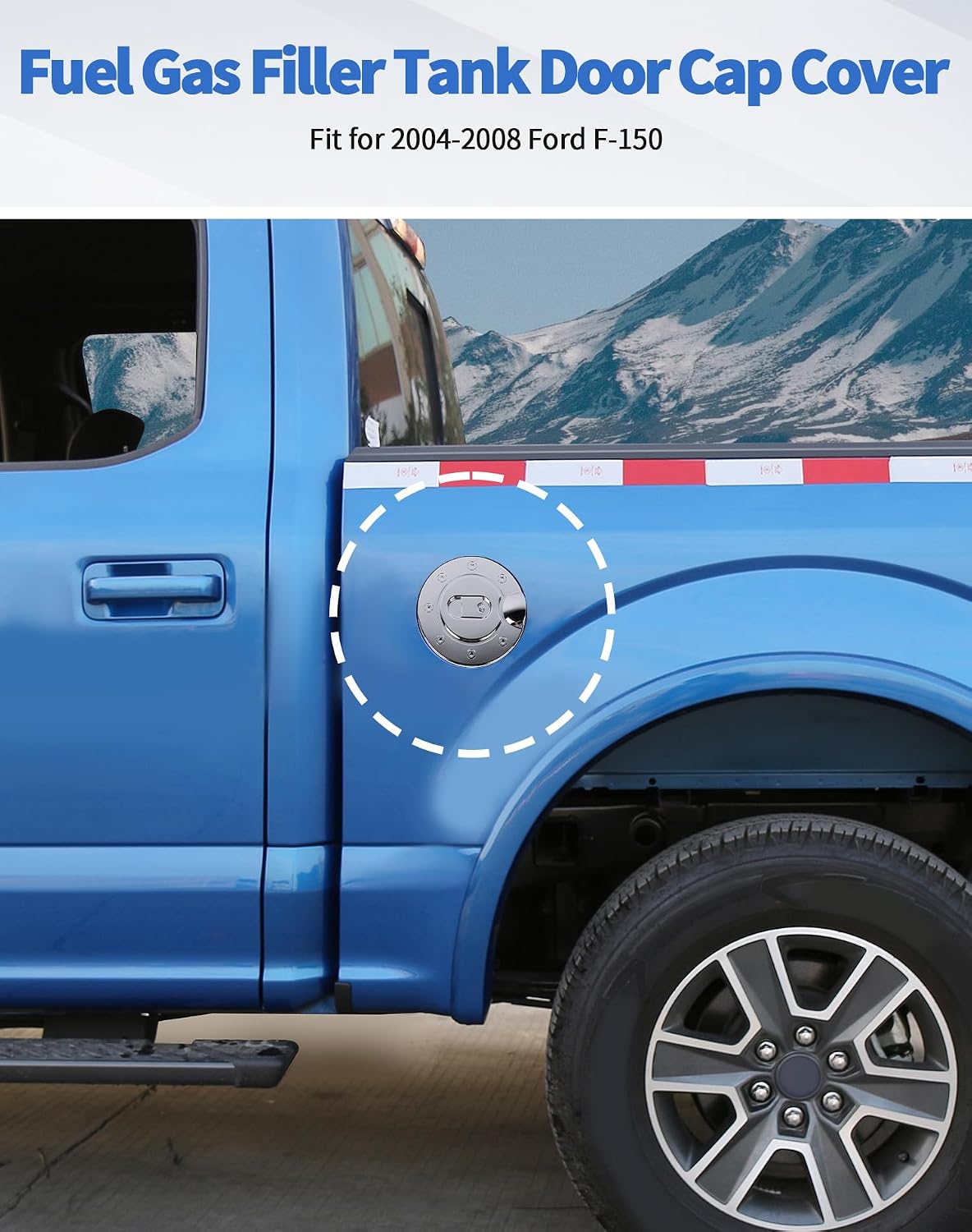 for F150 Chrome Gas Cap Door Cover 2004 2005 2006 2007 2008 Fuel Door Cover for Ford F150 Fuel Tank Filler Cap Exterior Accessories