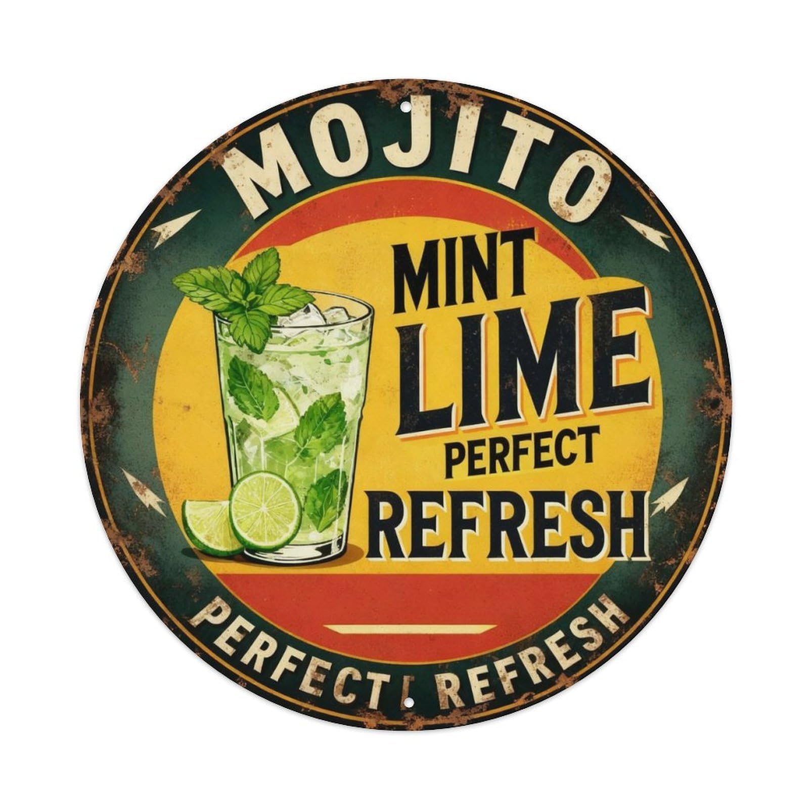 Mojito Mint Lime Perfect Refresh Metal Tin Sign Plaque