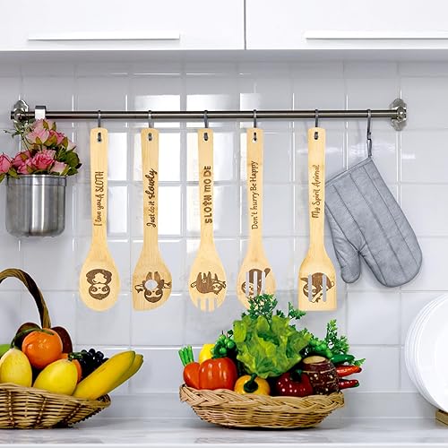 Miniatura 6 de 5 piezas de cucharas de cocina de madera de perezoso, regalos de perezoso, decoración de perezoso, regalos de perezoso para mujeres, decoración de