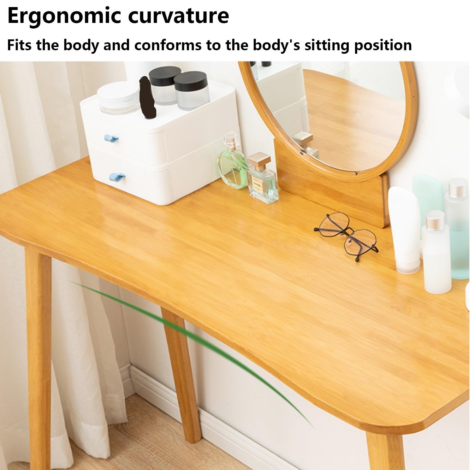 Toaletka, Pisanie Biurko Komputerowe Bambus Domowy Stół Biurowy Mała Kosmetyczka Toaletka Biurko Konsola Stolik Do Nauki Nowoczesne Meble Prosta Nauka Makijaż Stacja Robocza (Size : Table)