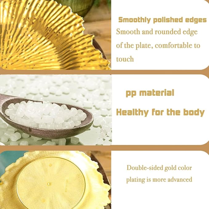 MDH 50 Pcs Gold Charger Plate 13 in Round Matte Reef Plate Charger Ruffled Rim Dinner Charger Hollow out Flower Holde (50) miniatura 4