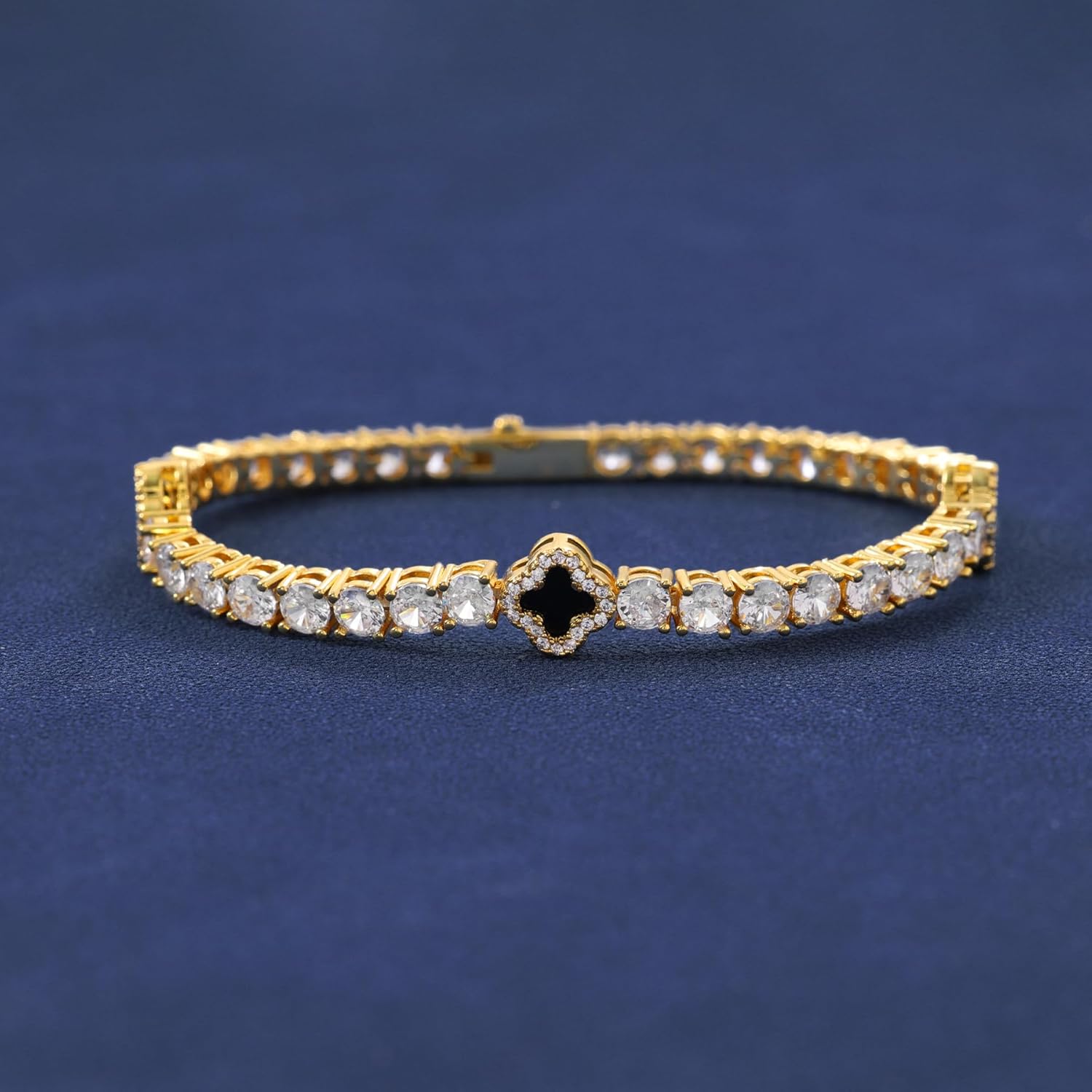 LuxeFlex 4mm Iced Out Four Leaf Tennis Bracelet, White Gold Plated with 5A Zircon Stones, Handmade exquisite Hip Hop Jewelry, Perfect Unisex Gift - Image 9