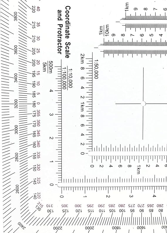 Square Ruler Coordinate Grids Reader Protractors Coordinate Scale Map Reading Tool Pair With Compasses