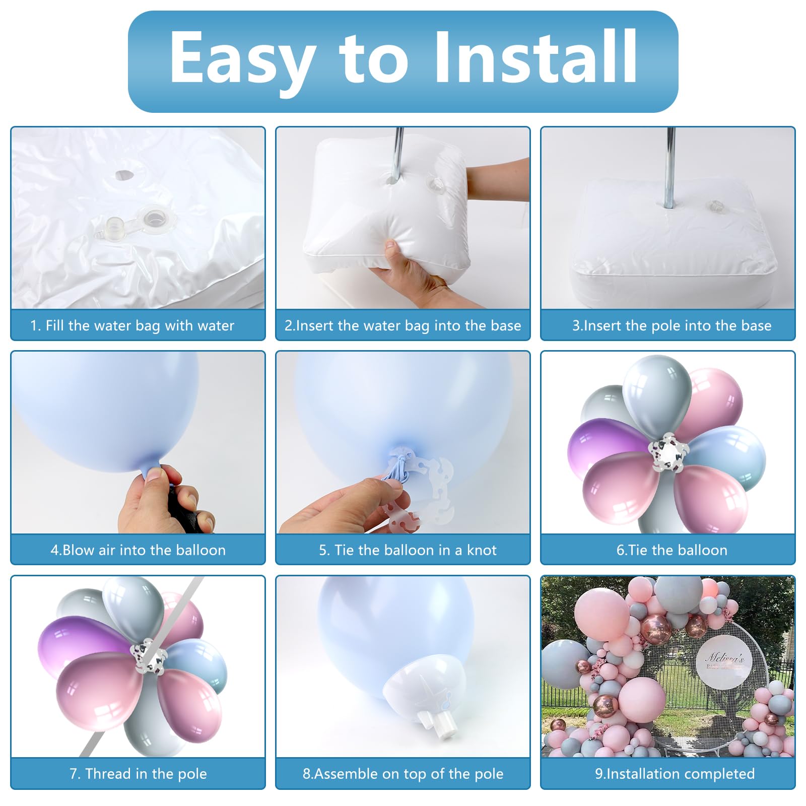 Kit di supporto regolabile per arco di palloncini da 2,5 m e 1,5 m, supporto a colonna per palloncini a metà arco, resistente e buona stabilità, supporto per pavimento per matrimoni, lauree