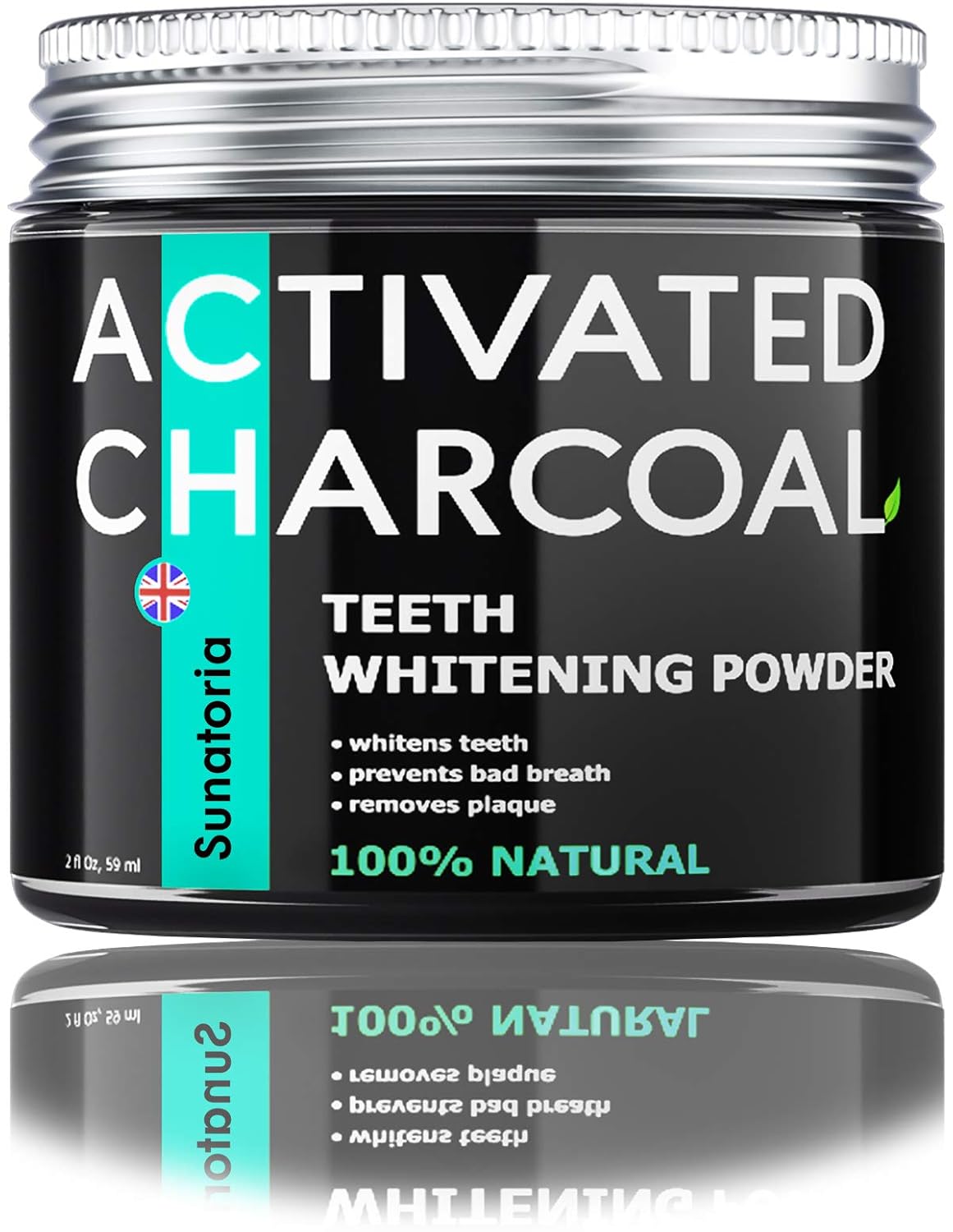 Activated Charcoal Teeth Whitening Powder – Coconut Teeth Whitener – Effective Remover Tooth Stains for a Healthier Whiter Smile - Product of UK by Sunatoria - Improved Formula - Charcoal Teeth White : Beauty & Personal Care