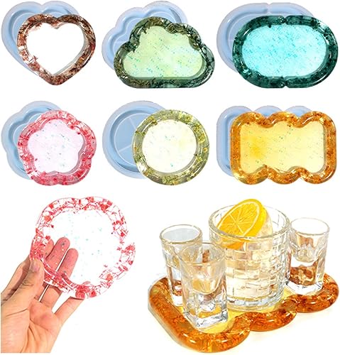 Miniatura 3 de Molde de bandeja de almacenamiento, lindo molde de nube con forma de flor de corazón, molde de fundición de resina, molde de herramientas de arte de