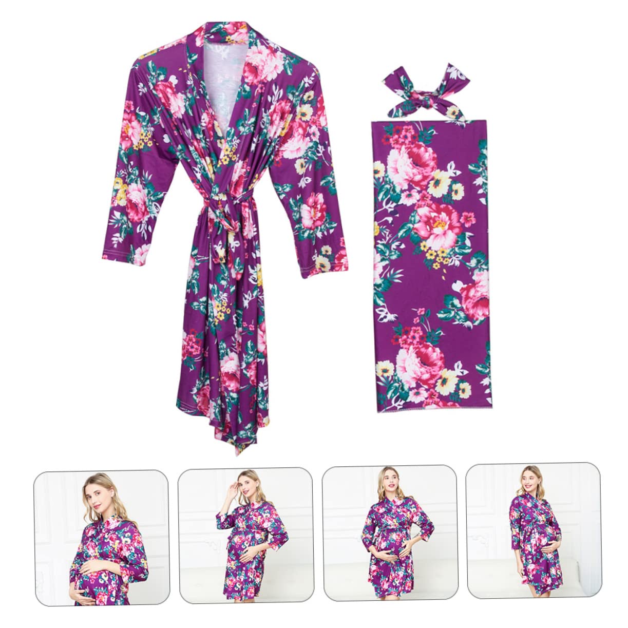 VALICLUD camicia da notte premaman camicie da notte per le donne gravidanza viola vocich pigiamoni cerimonia vestaglia sposa accappatoio da donna fascia per neonati cotone