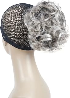 Aimole Short Curly Grey Ponytail Lady Synthetic Claw Clip on Extensions(48T)