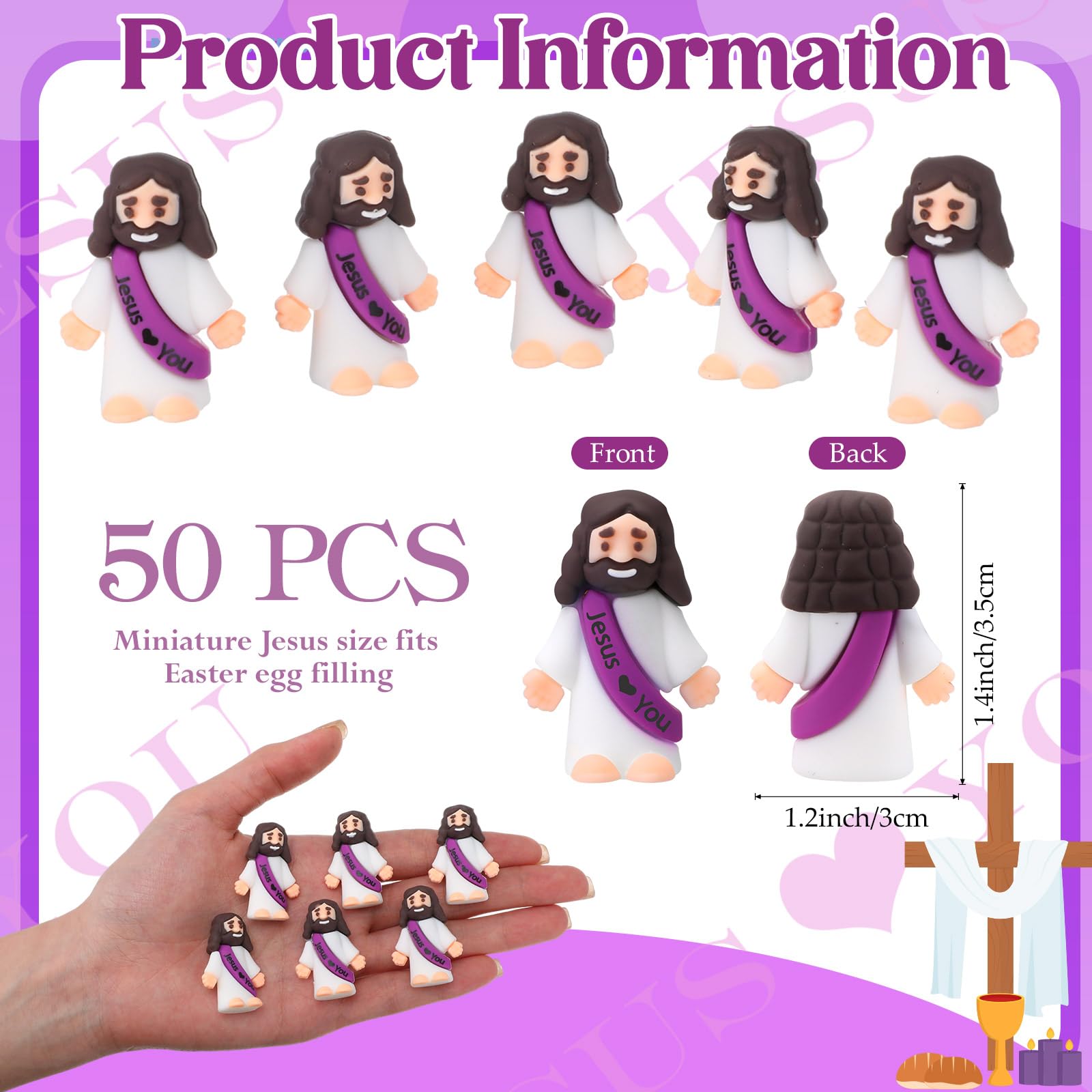 Snapklik.com : Bememo 50 Pcs Mini Jesus Figures Jesus Loves You Christ ...