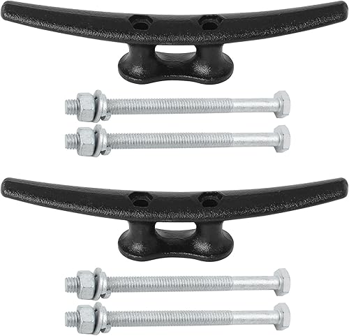 Miniatura 16 de Tacos de muelle de 6/8/10 pulgadas con herrajes, tacos de barco negros recubiertos electroforéticos, tacos de cuerda para muelles de lancha