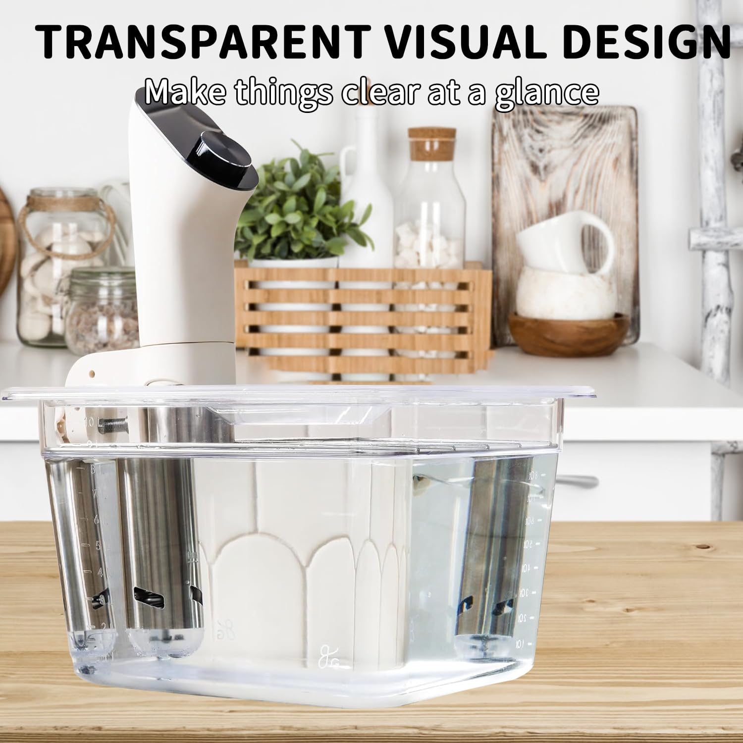 Sous Vide Behälter -11L mit Deckel und Rack für Sous Vide Stick Garer Mehrere Marken, Multifunktionaler Transparenter Behälter(Frei von BPA)