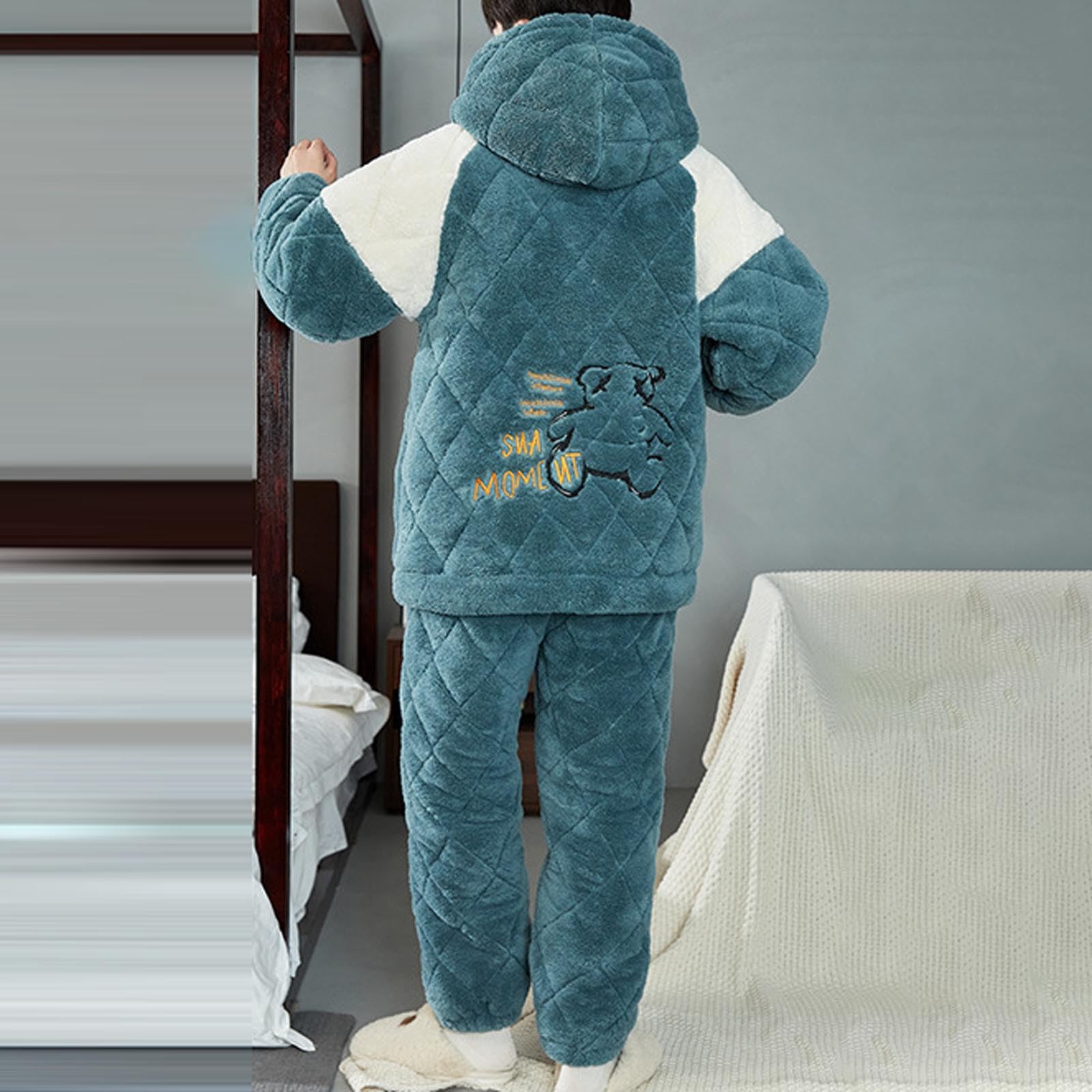 2025 Pigiami da Uomo 2 Pz Set Pigiama Taglie Forti a Maniche Lunghe Due Pezzi Abbigliamento Notte per la casa Delicato sulla Pelle Elegante