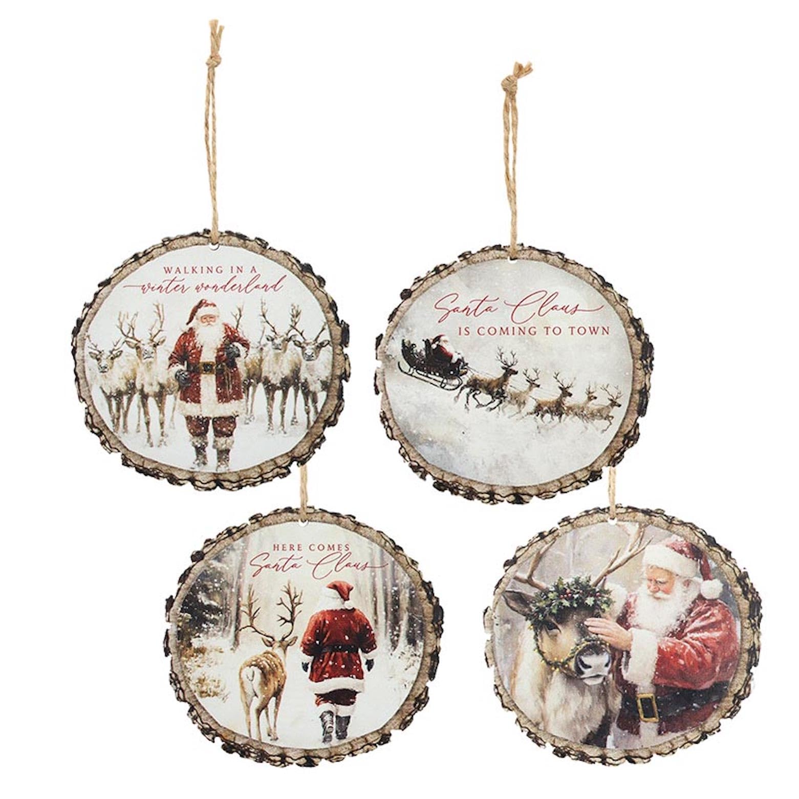 Décoration Saint-Nicolas en bois P. Graham Dunn - Lot de 4 suspensions