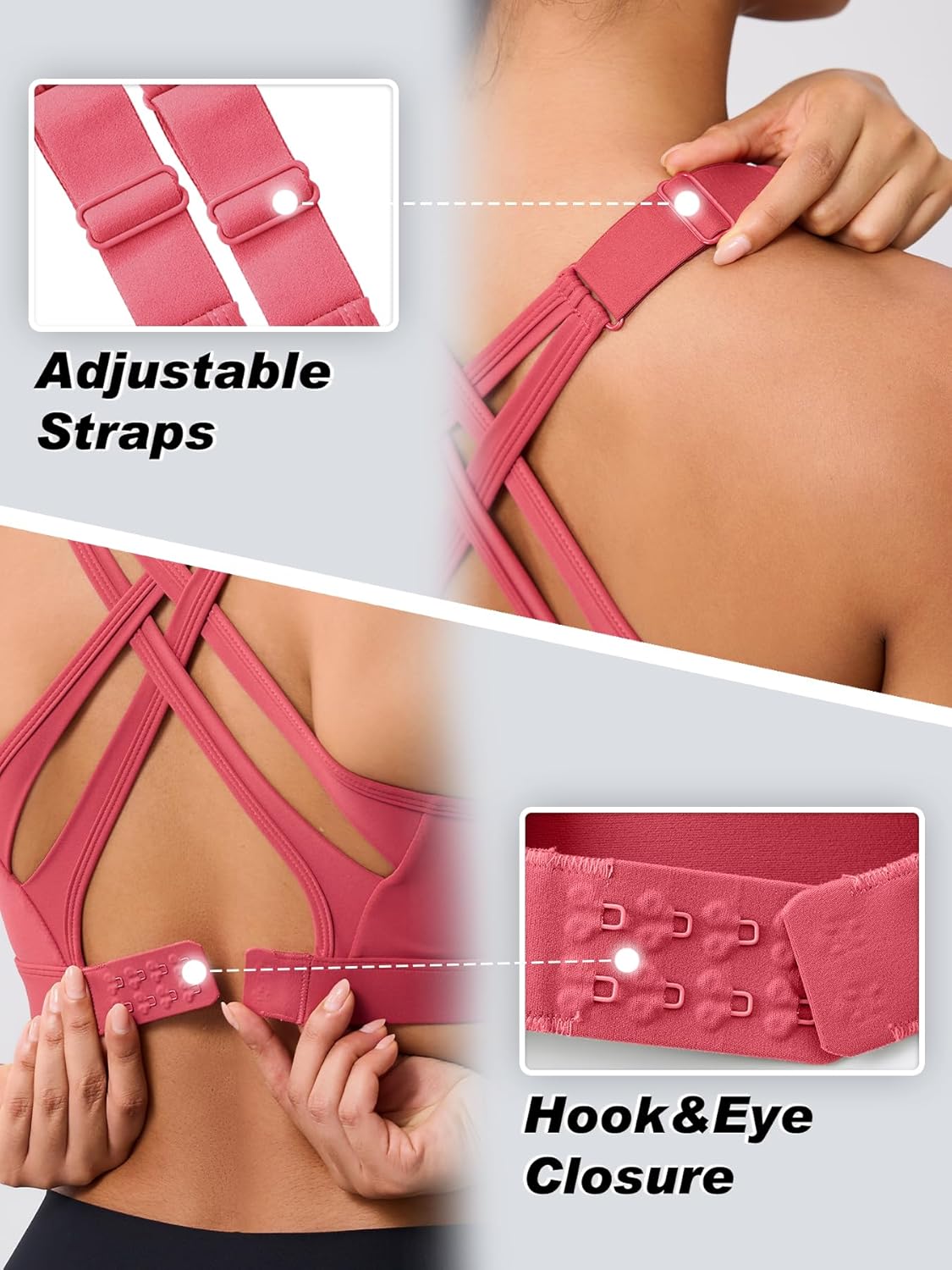 High Impact Sports Bra for Women – High Support Molded Cups, Adjustable Straps & Back Closure, Cross, Workout & Running Bra - Image 2