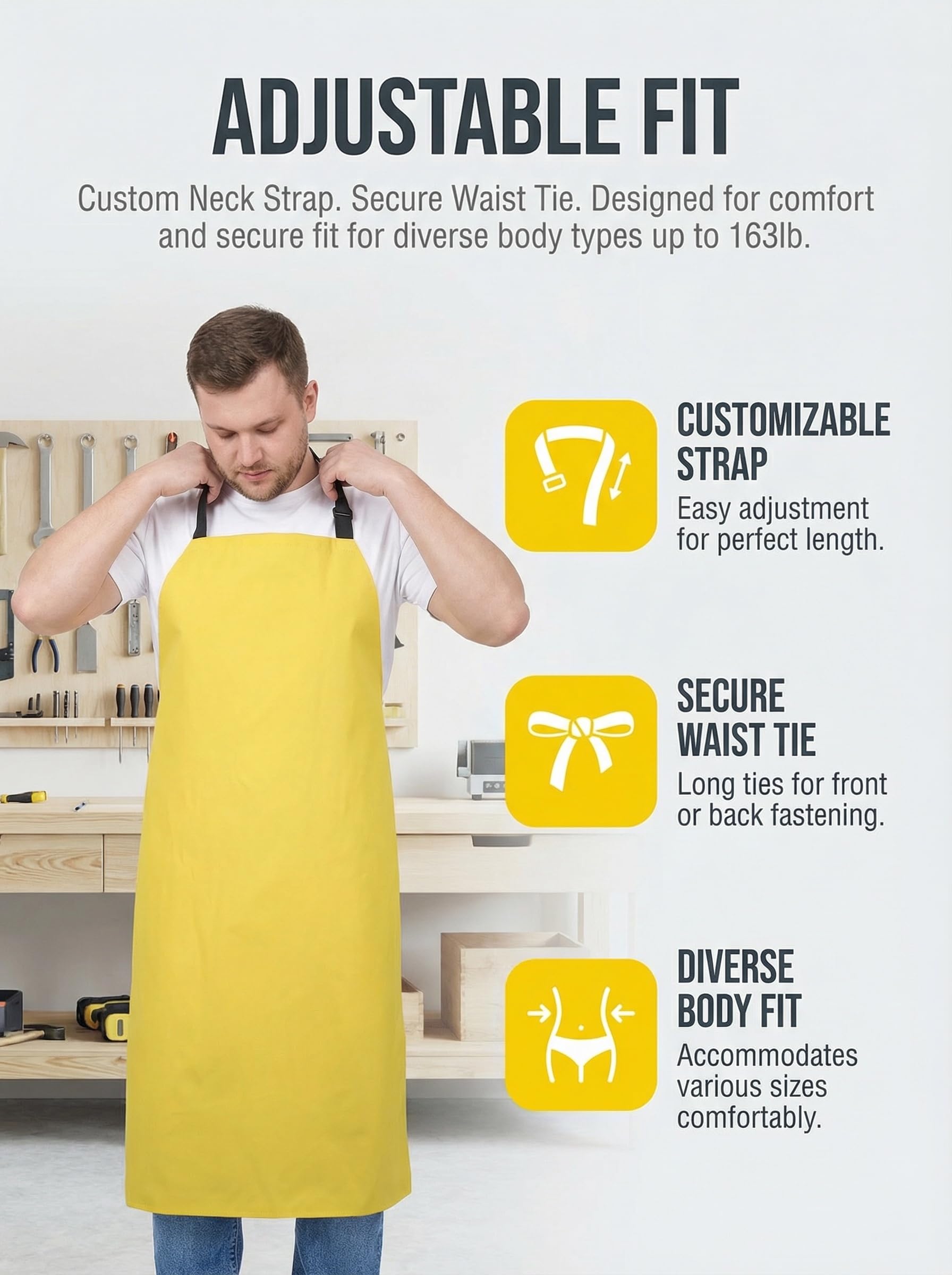 Molaxhome Tablier imperméable en polyuréthane pour chef - Tablier de travail léger - Unisexe - Pour la vaisselle