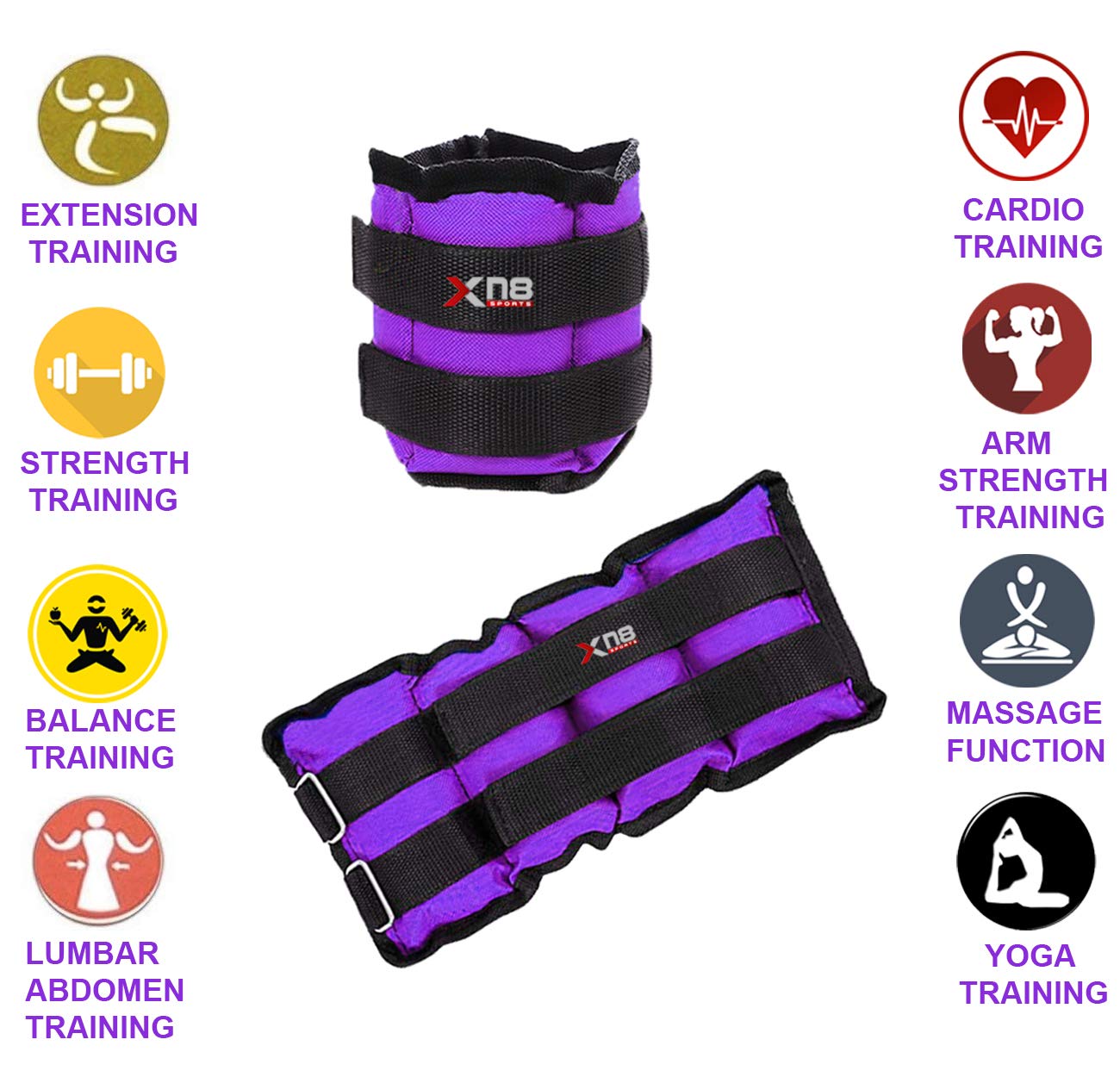 XN8 Poids De Cheville Réglables – 0,5 Kg à 3 Kg, Nylon Oxford, Sangle Velcro, Pour Gymnastique, Marche, Jogging