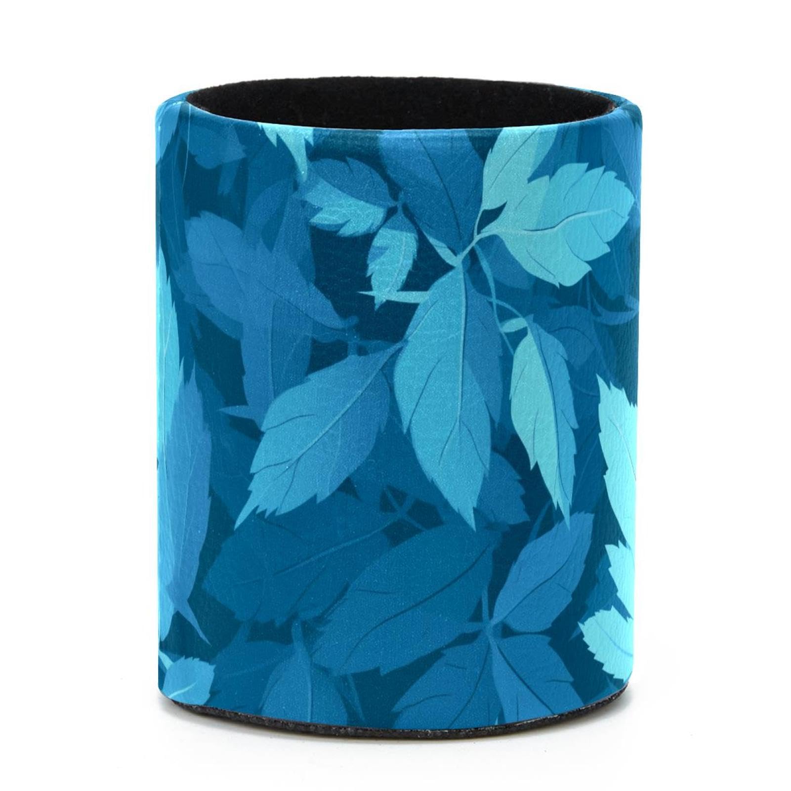 VAPOKF Round Pencil Holders for Desk, Artistic Leaves Pen Holders Pen Pot Makeup Brushes Storage Desktop Stationery Supplies Organiser for Home Office