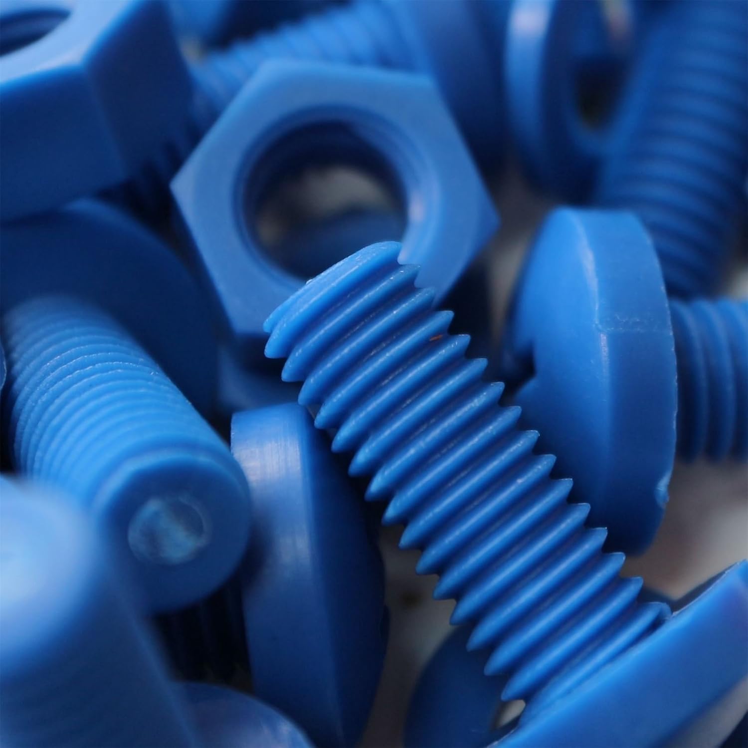 20 x Blue Pan Head Screws Polypropylene (PP) Plastic Nuts and Bolts, M8x20mm, Washers, (5/16 x 25/32 in)