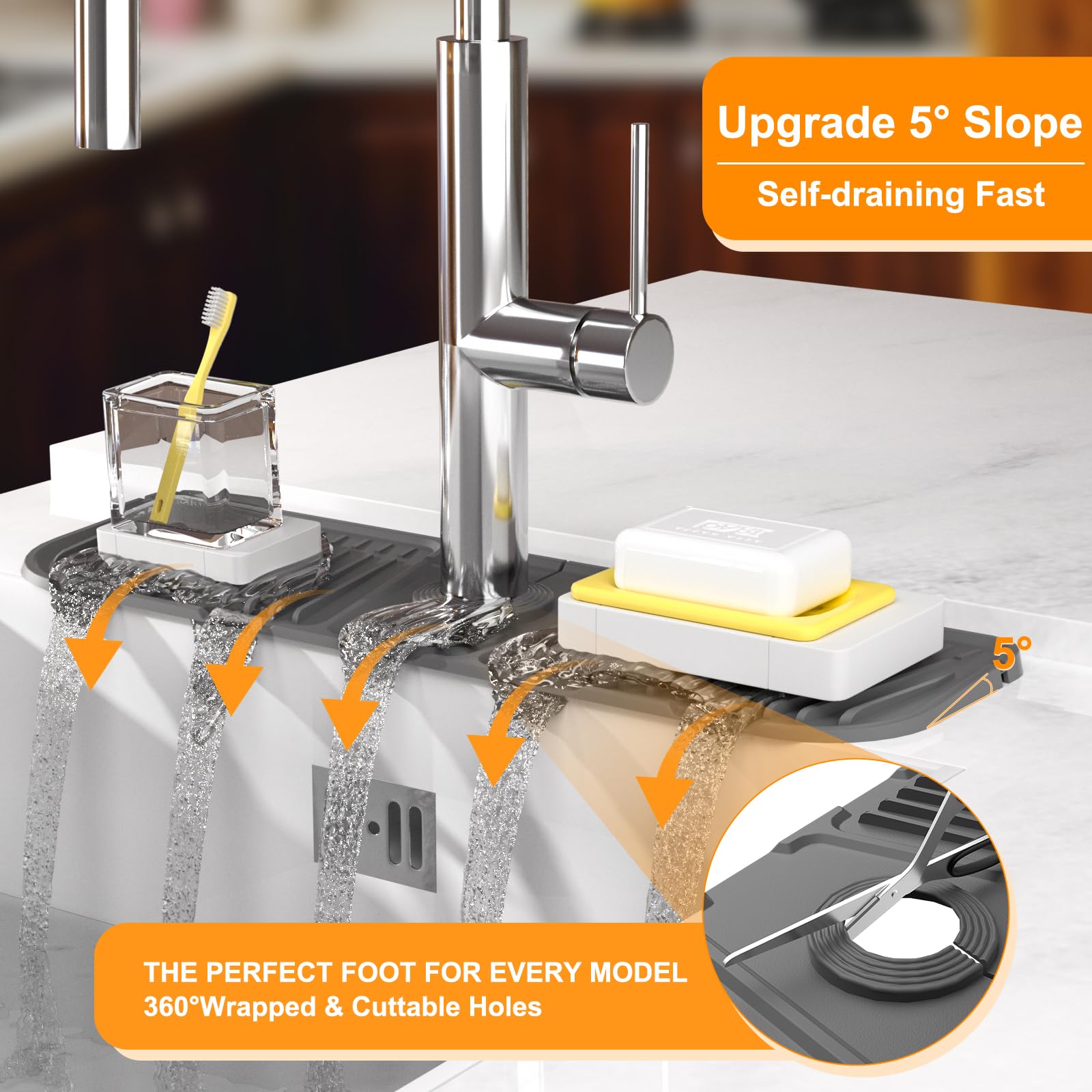 Auirshiky Tapis De Robinet En Silicone Gris,Tampons De Robinet En