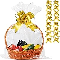 Vista 14 de UltraOutlet Paquete de 50 bolsas grandes de celofán de 18 x 24 pulgadas, cesta de regalo de celofán transparente, 2.3 mil de grosor, bolsas