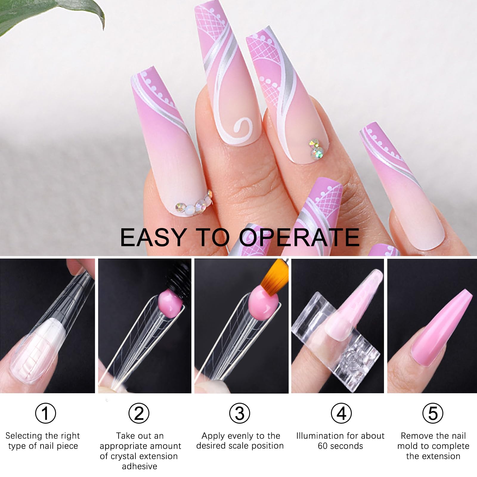 120 Pezzi Poli Estensione Gel Forme per unghie doppie con unghie a bara per la manicure in gel e per il fai da te nel salone di bellezza (set di forme per unghie doppie lunghe in Ferrari)