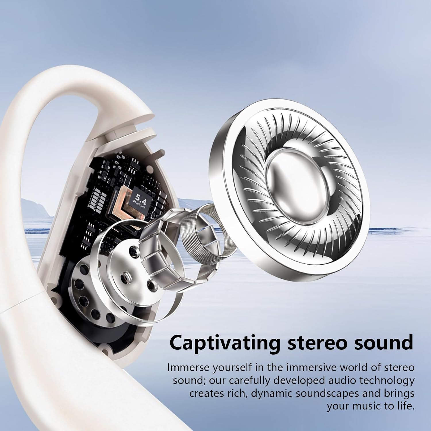 Open Ear Clip Wireless Earbuds Bone Conduction Headphones, Bluetooth 5.4, Open Ear Design, Built-in Mic, IPX7 Waterproof, LED Display Charging Case,Ear Hooks Ear Buds for Fitness/Travel/Gym/Running - Image 4