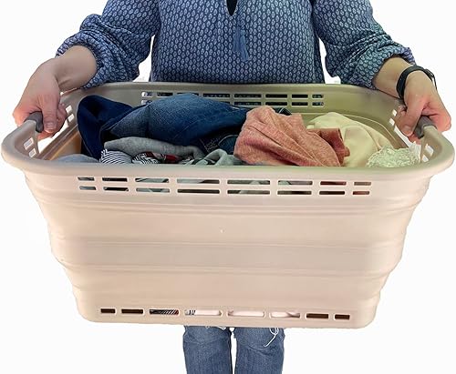 Miniatura 6 de SAMMART Cesta plegable de plástico para la ropa sucia de 42L (11 galones), contenedor de almacenamiento plegable y organizador, tina de lavado