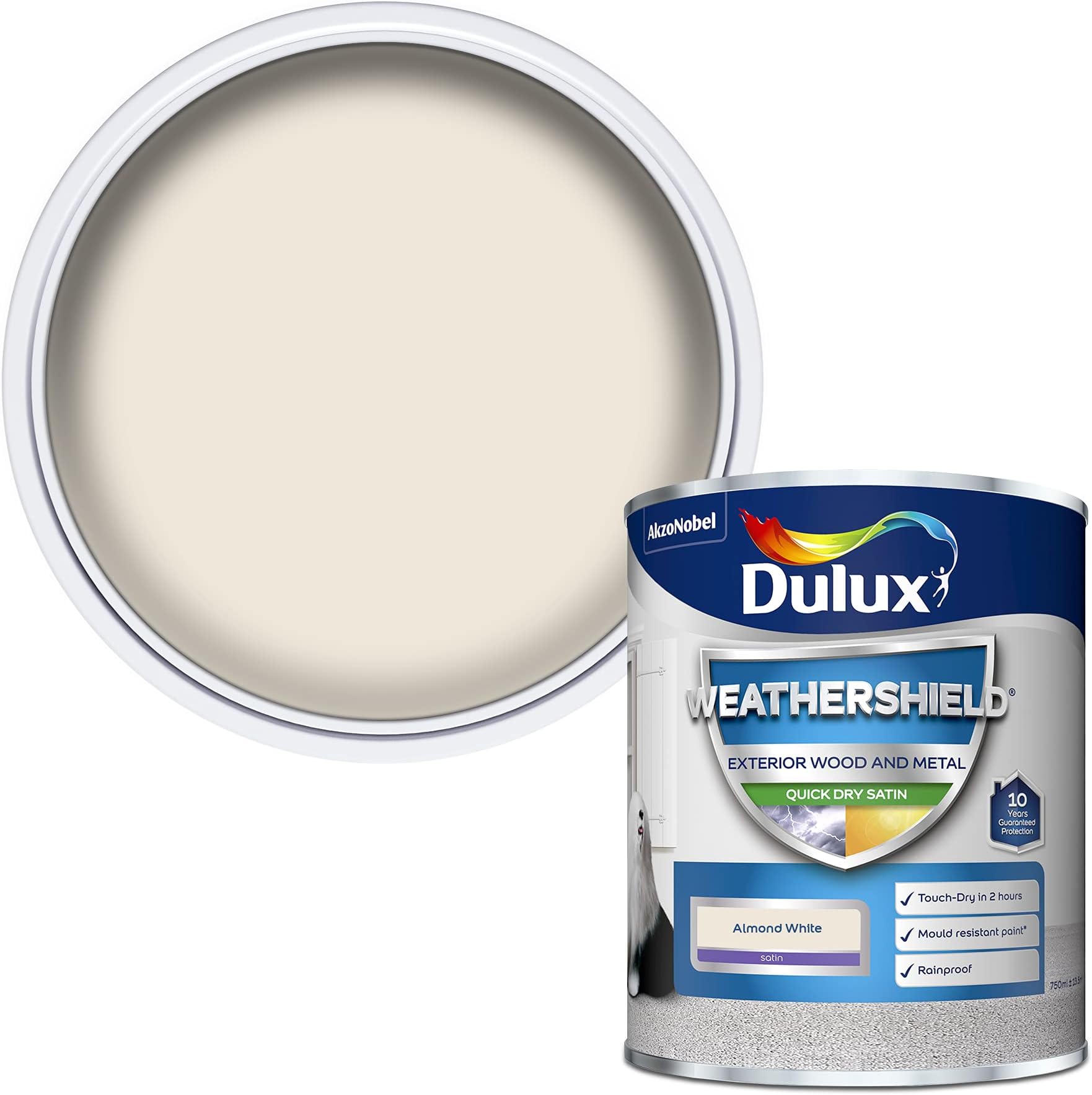 Weathershield Quick Dry Satin Paint - Almond White - 750ML, 5362494