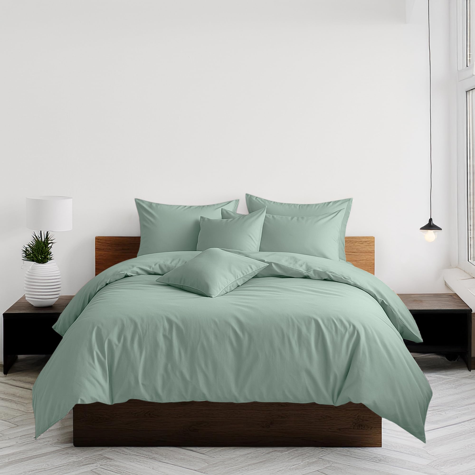 Plain Dyed Easy Care Polycotton Duvet Cover And Pillowcase/s Set Bed Linen Duck Egg Blue from B&Q