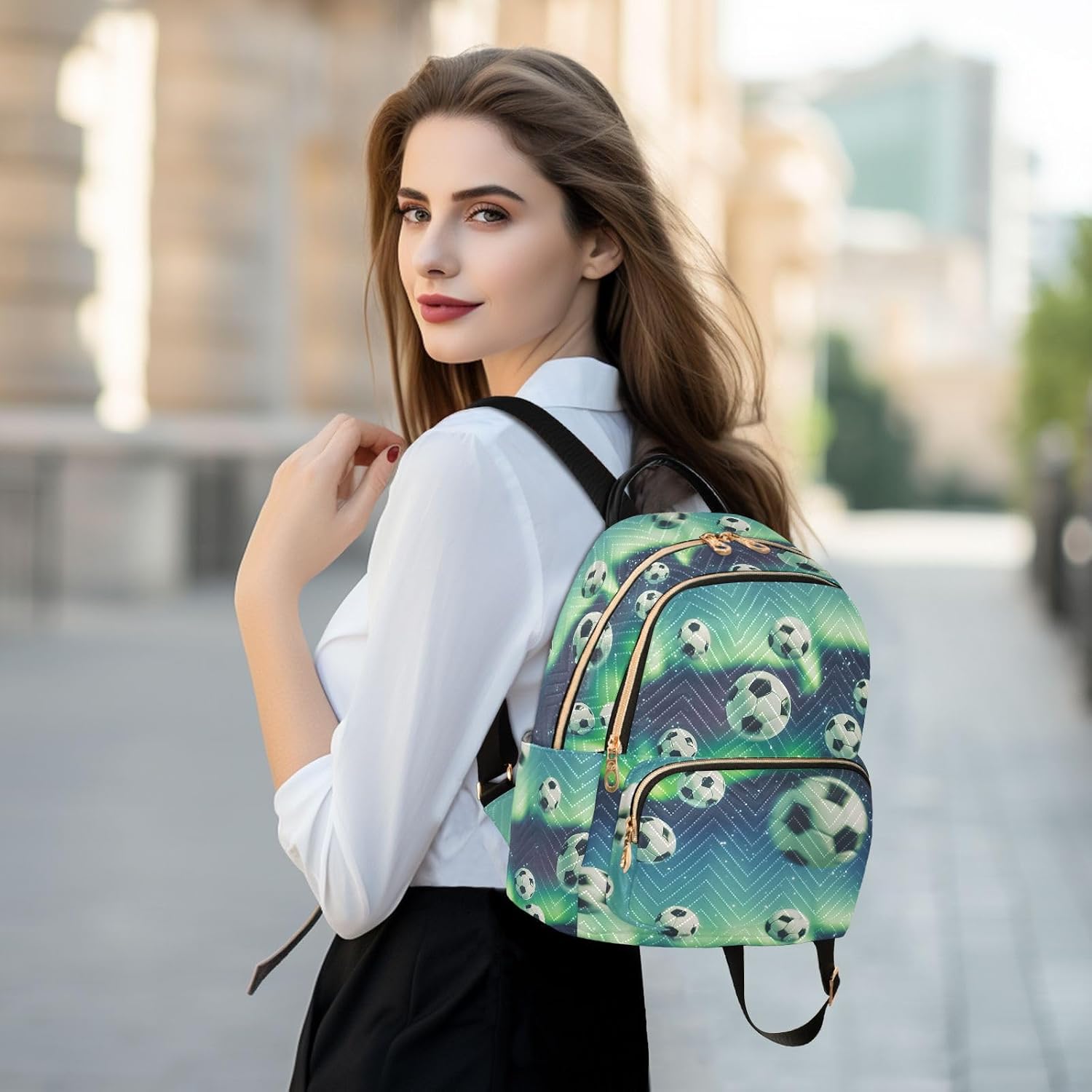 Leaping Footballs Aurora Backpack Purse for Women Shoulder Bag Fashion Daypack Ladies Handbag Lightweight Travel Bag Rucksack