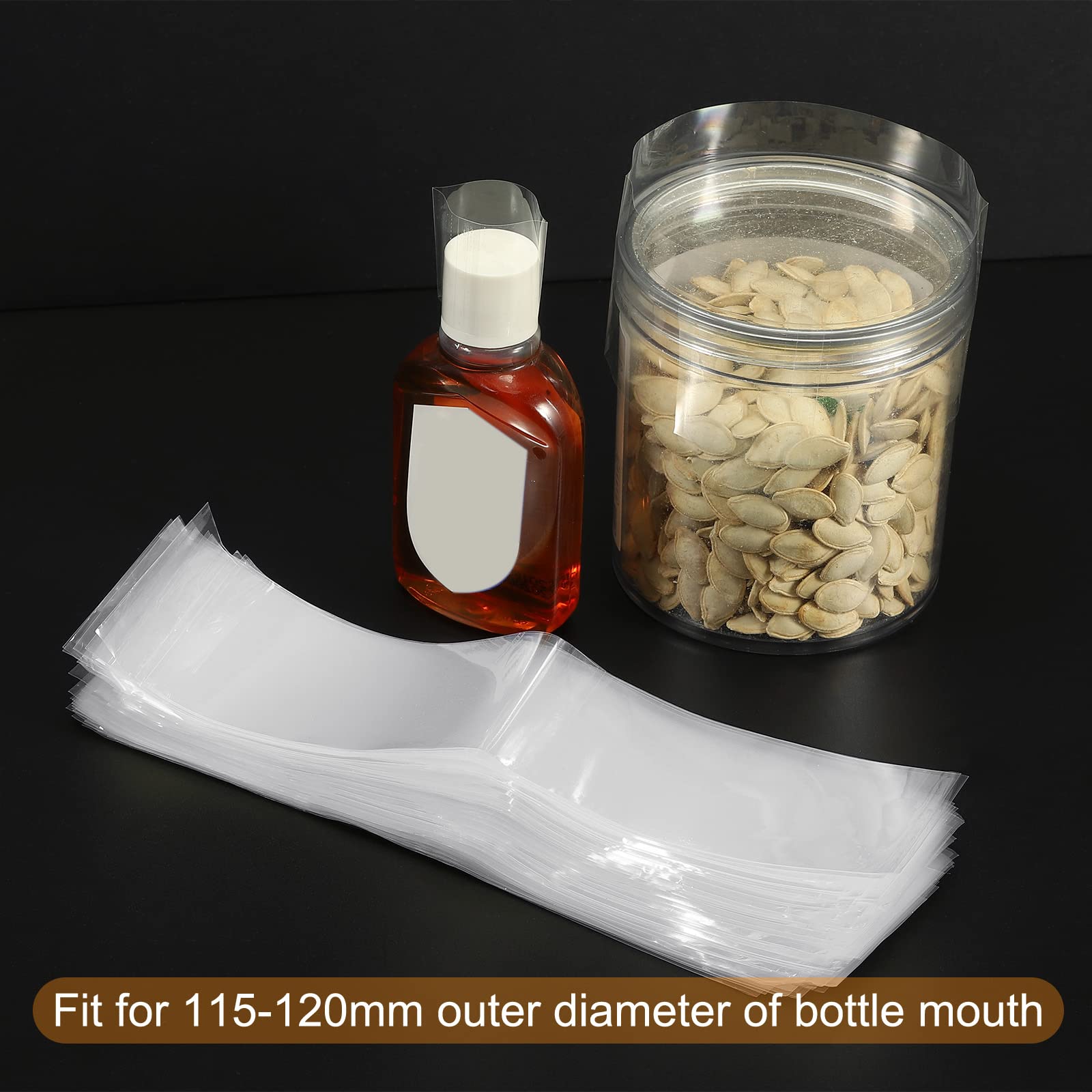 PATIKIL 250 Bandes Rétractables Perforées PVC Transparent 190x50mm - Capuchon Pour Bocaux Canettes Diamètre 115-120mm (4.53-4.72 Pouces)