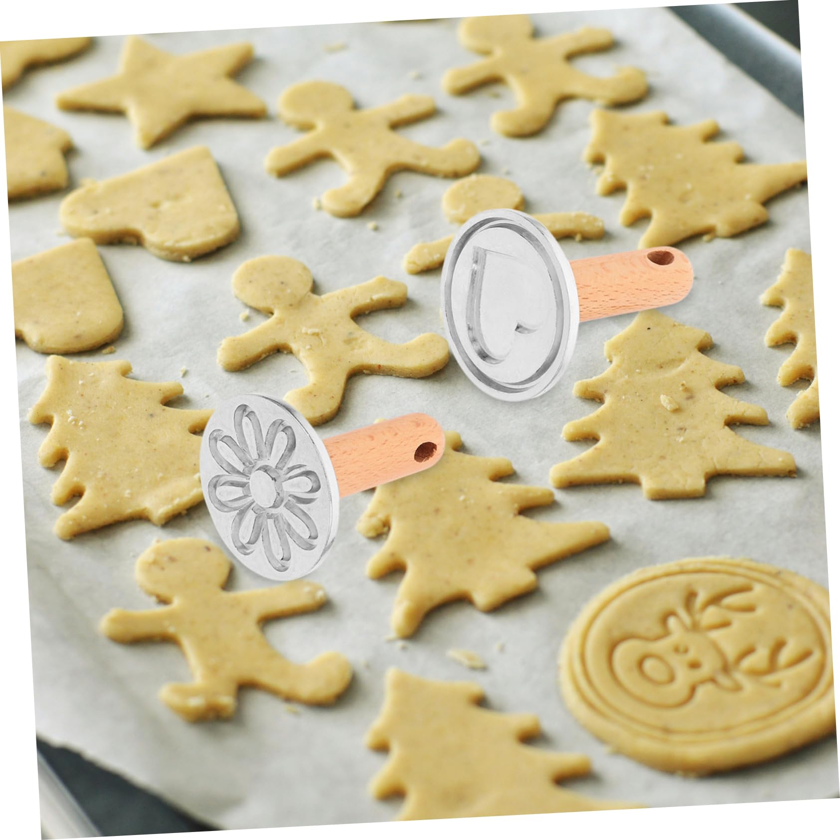 Cabilock 5 Juegos 5 Juegos De Moldes Para Galletas Suministros Para Hornear Galletas Tipo Prensa Molde Para Galletas Molde Para Onigiri De Cocina Molde Para Galletas Con 2 piezas * 5