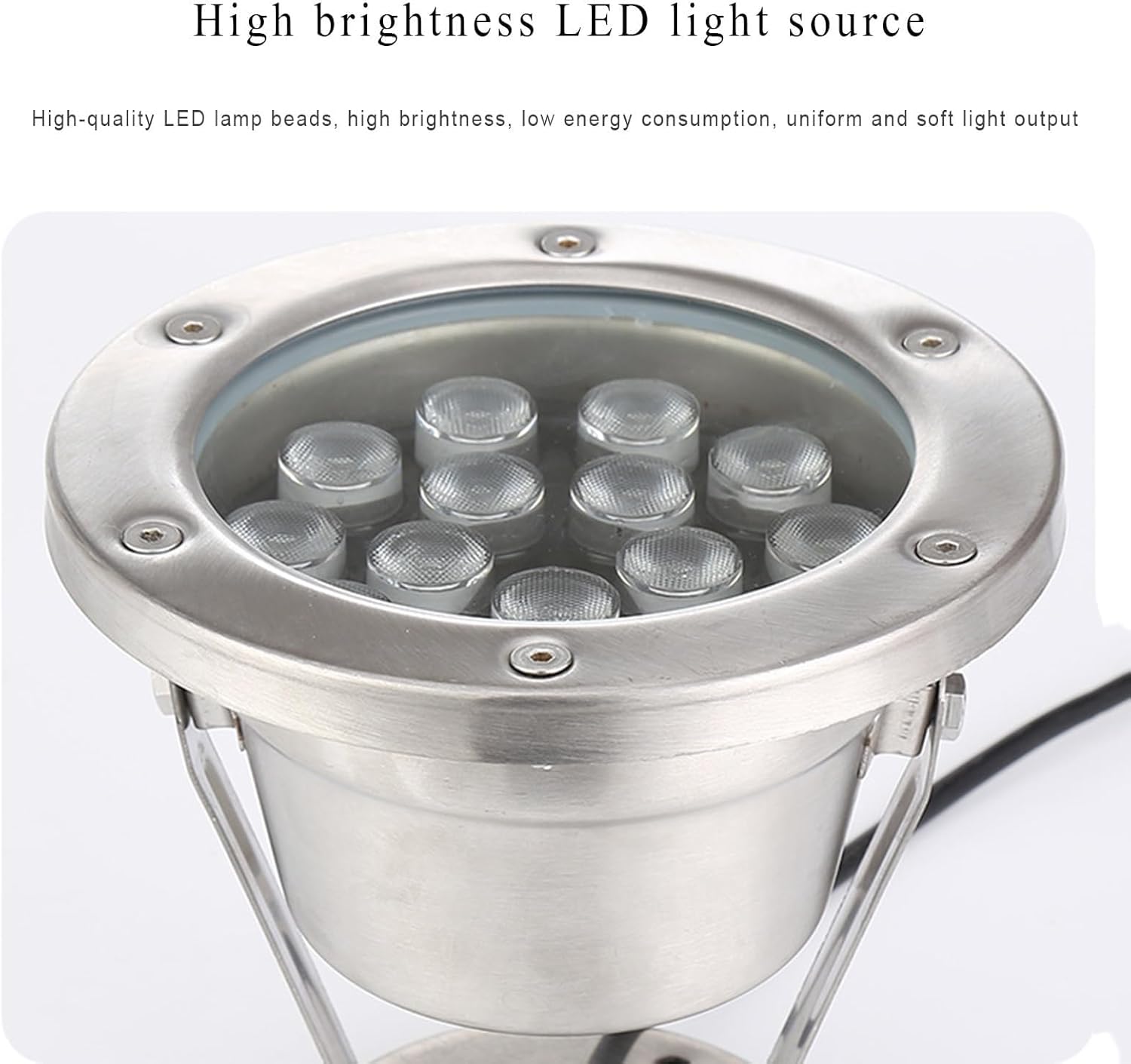 IP68 Waterproof Stainless Steel LED Light for Pools - Low Voltage AC12/24V Adjustable Spotlight for Ponds, Fountains, and Landscapes