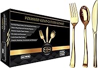 Vista 7 de JL Prime Juego de cubiertos de plástico plateado de 300 piezas, cubiertos de plástico reciclable reutilizable, utensilio de plástico plateado, 100