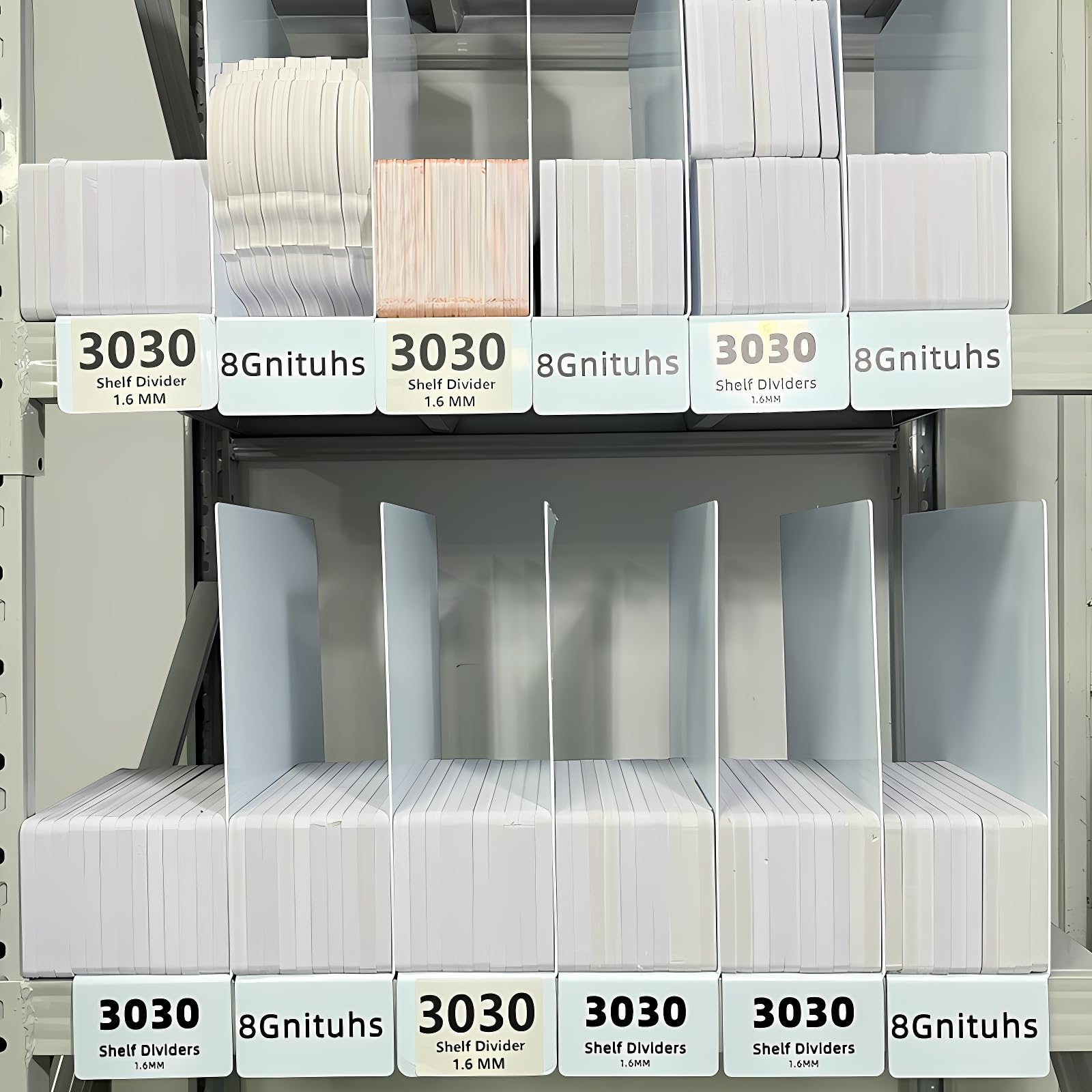 Vici 50 divisori per mensole da 30 cm x 30 cm, 1,6 mm, per magazzini, etichette per scaffali, separatori di carta per stanze artigianali, magazzini, divisori in plastica per scaffali, organizer per