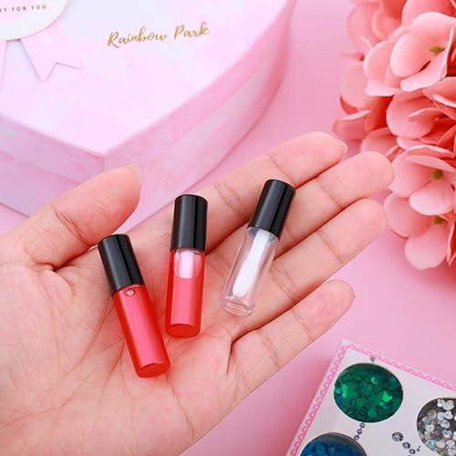 Miniatura 3 de Patelai 100 unidades de mini tubo de brillo de labios transparente, rellenable, vacío, bálsamo labial, contenedores de brillo, botellas Negro -,Oro