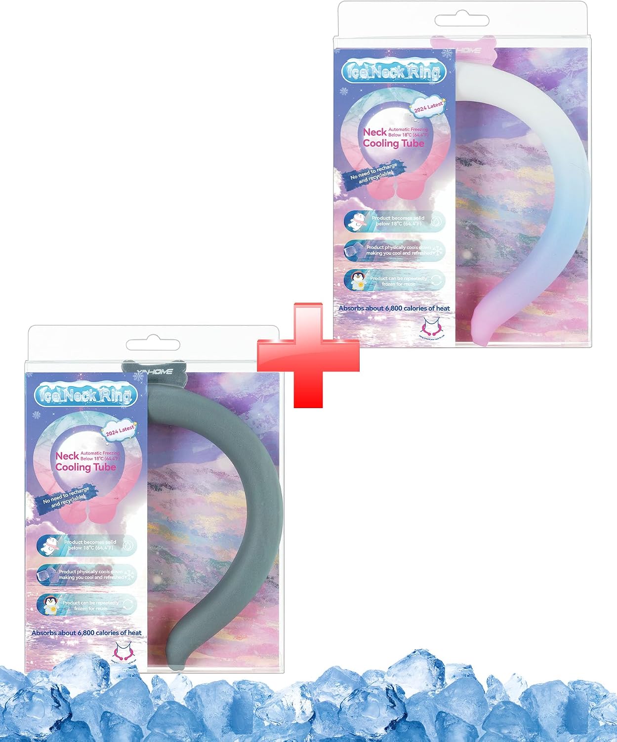 2 Pack Neck Cooling Tubes (Gradient Pink+ Gray)