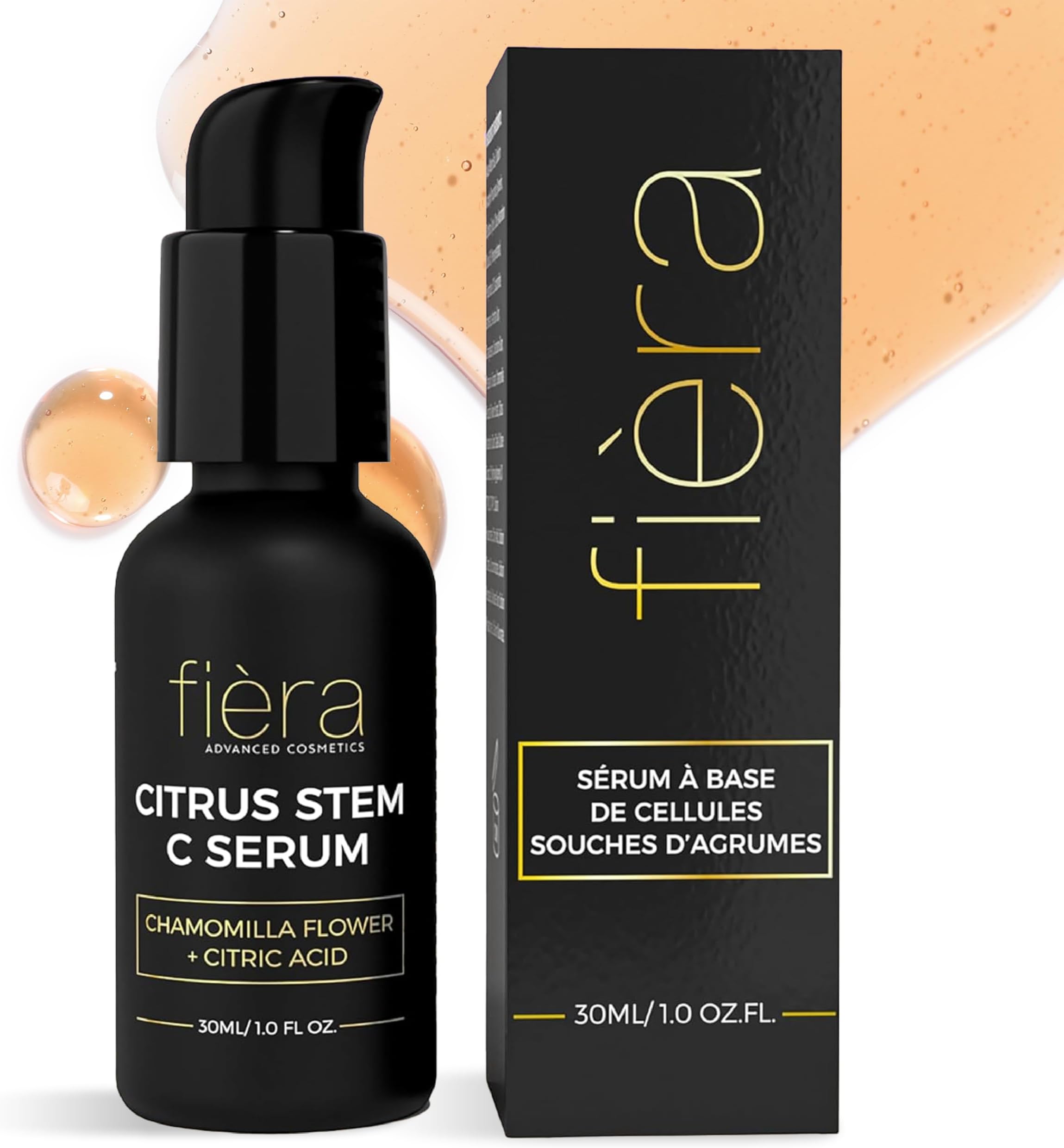 Fièra Vitamin C Serum, Hyaluronic Acid and Citrus Stem Cells - Anti Aging Serum for Brightening, Firming, and Hydrating Face & Eye Area - 1 FL. OZ. / 30 ML