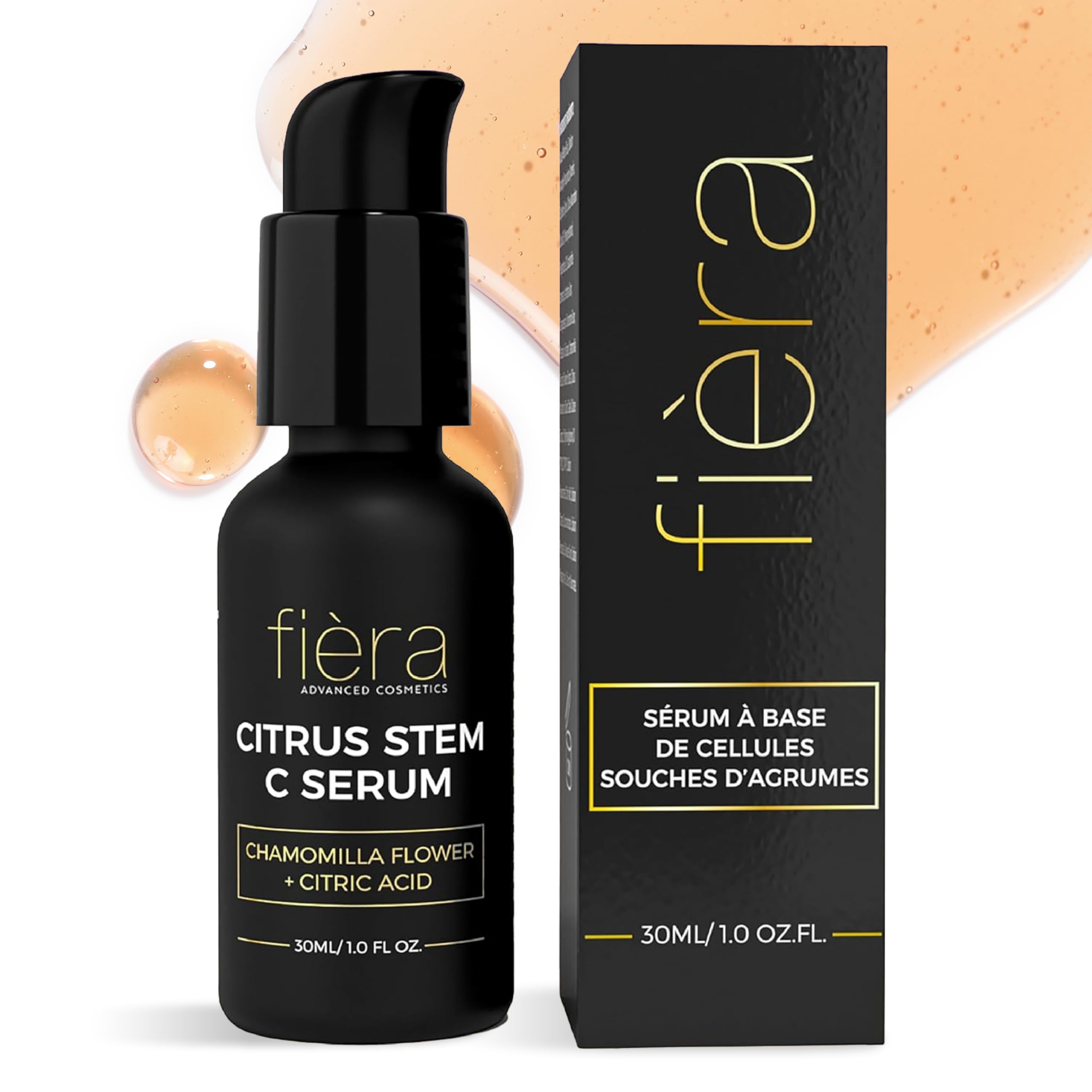 Fièra Vitamin C Serum with Hyaluronic Acid & Citrus Stem Cells - Anti-Aging Brightening, Firming, Hydrating Serum for Mature Skin, Reduces Dark Spots, Fine Lines & Boosts Radiance - 1 FL. OZ. / 30 ML