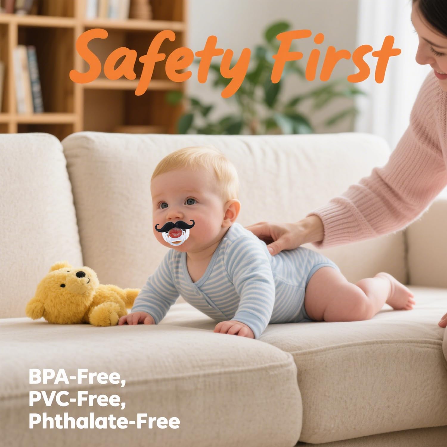 Funny Baby Pacifiers,Mustache Pacifiers 0-18 Months for Babies,Mustache Binky,Gift for Newborns,Infants,Toddlers,Baby Boys,BPA Free(Mustache Pacifiers)