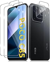 Funrae Tempered Glass Film for Xiaomi Mi Poco C85, 2 Pieces Camera Film and 2 Pieces Screen Protector, 9H HD Anti Scratch Transparent Camera Screen Protector